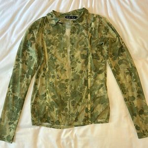 PRINCESS POLLY MOTEL BUTTON UP SHEER FLORAL SHIRT